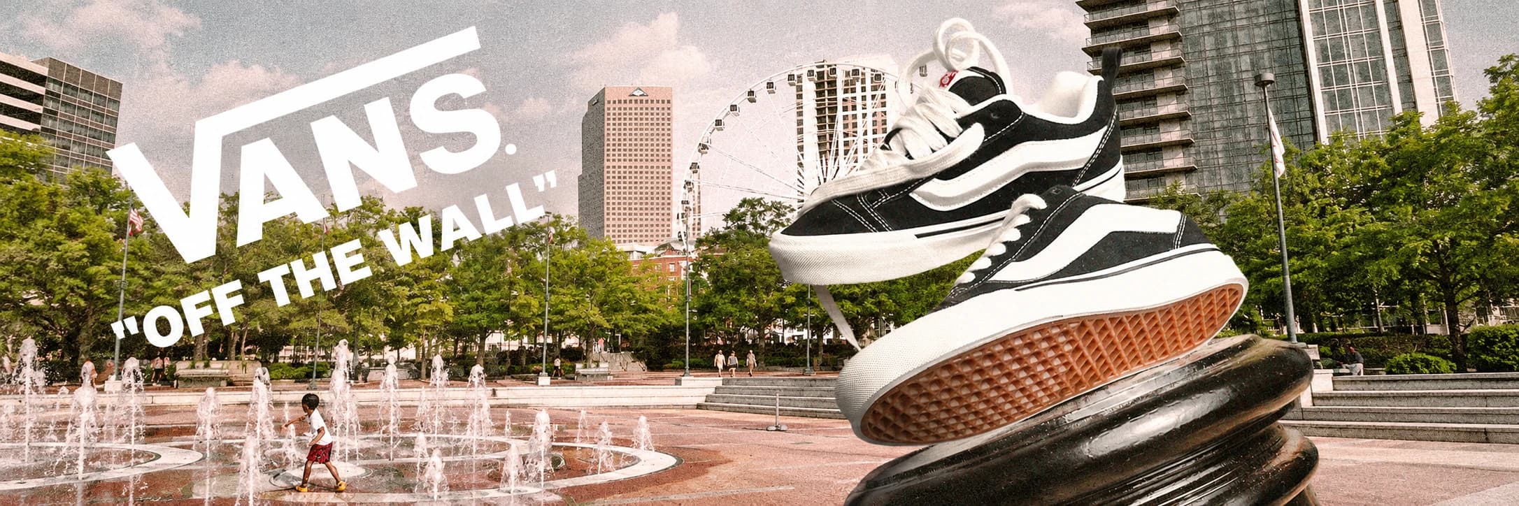 Vans sneakers in a city streetwear editorial