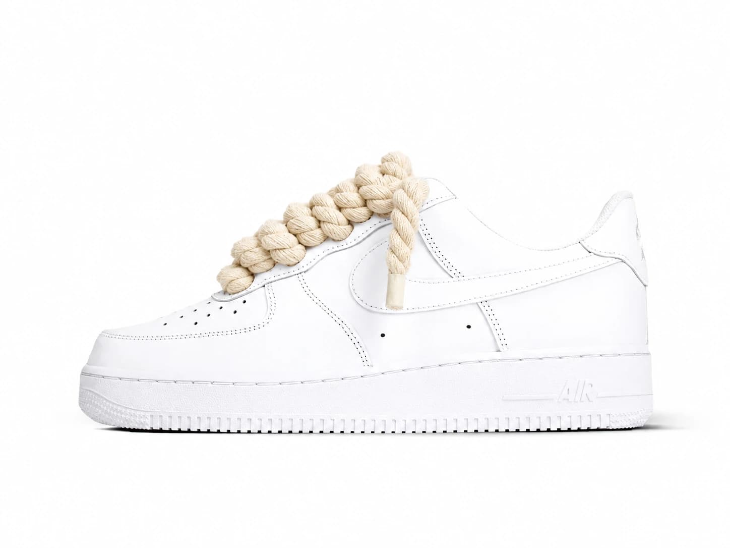 NIKE AIR FORCE 1 WHITE LOW 07 ROPE LACES BEIGE
