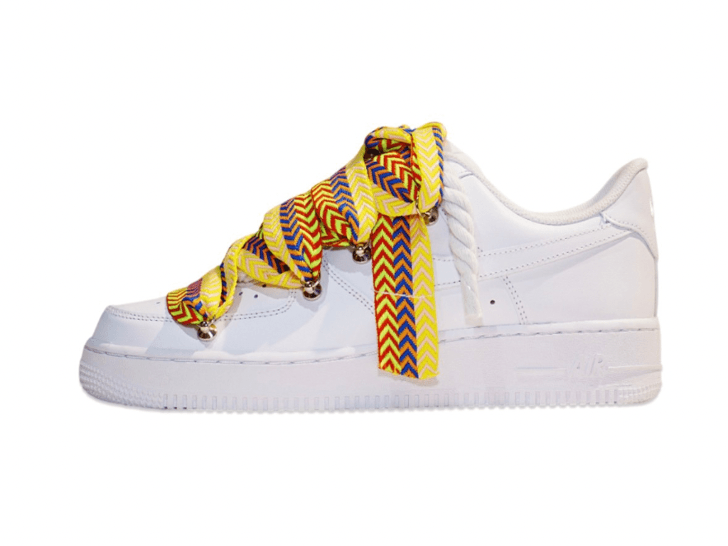 Nike Air Force 1 Low ’07 White – White Rope Laces & Yellow Lanvin Laces