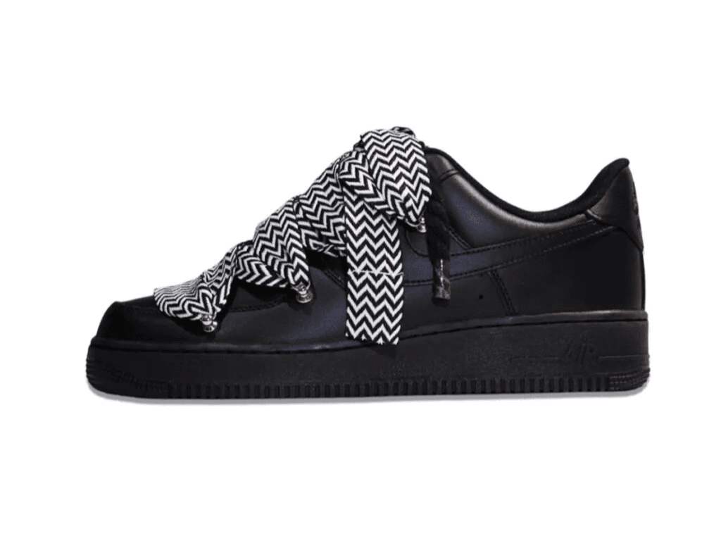 Nike Air Force 1 Low ’07 Black – Black Rope Laces & Black/White Lanvin Laces