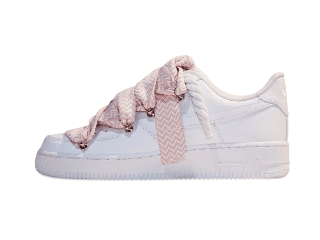 Nike Air Force 1 Low ’07 White – White Rope Laces & Pink Lanvin Laces