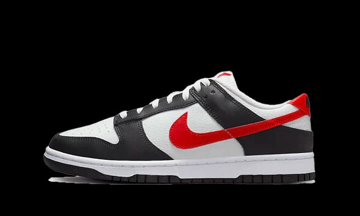 NIKE DUNK LOW BLACK WHITE RED SWOOSH