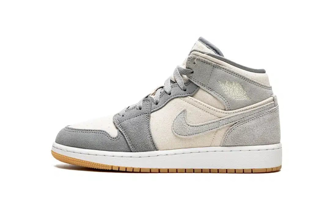 AIR JORDAN 1 MID COCONUT MILK PARTICLE GREY (GS)