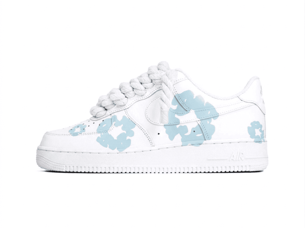 Nike Air Force 1 Low ’07 White Denim Tears Ice Blue – White Rope Laces