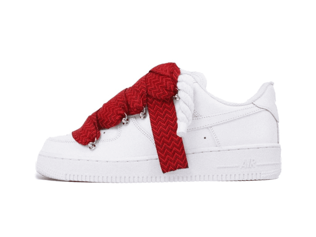 Nike Air Force 1 Low ’07 White – White Rope Laces & Red Lanvin Laces
