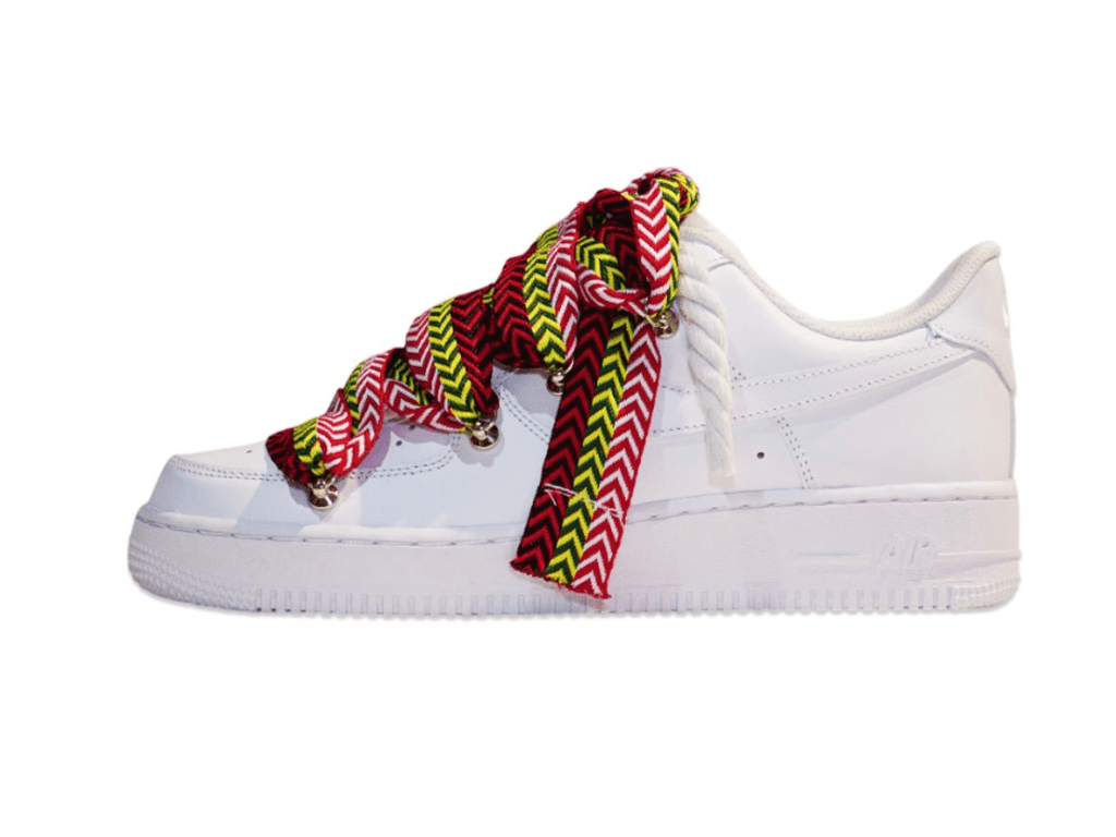 Nike Air Force 1 Low ’07 White – White Rope Laces & Multicolor Lanvin Laces