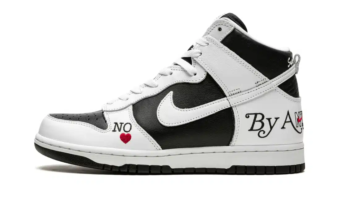 NIKE SB DUNK HIGH SUPREME BY ANY MEANS BLACK WHITE