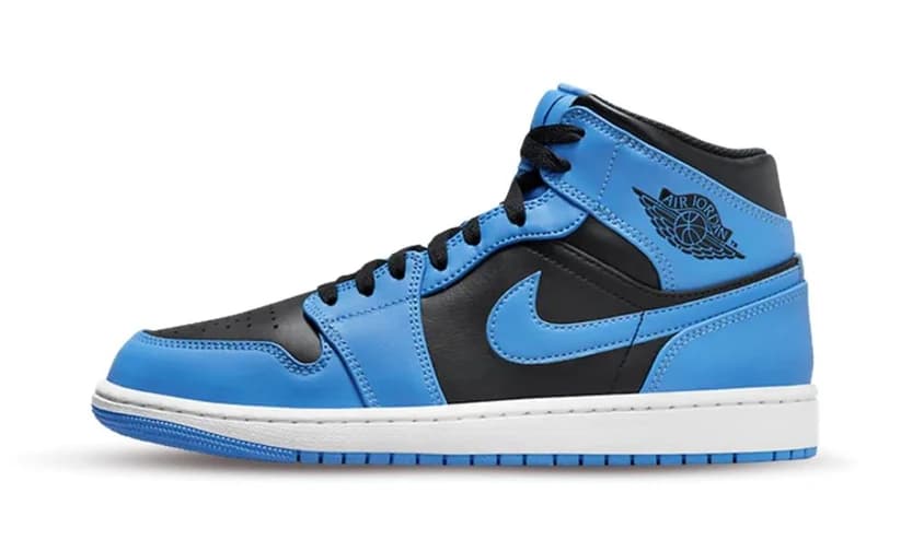 AIR JORDAN 1 MID UNIVERSITY BLUE BLACK