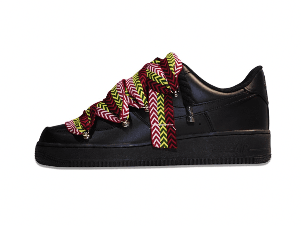 Nike Air Force 1 Low ’07 Black – Black Rope Laces & Multicolor Lanvin Laces
