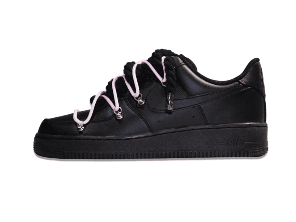 Nike Air Force 1 Low '07 Black - Black/Pink Double Rope Laces