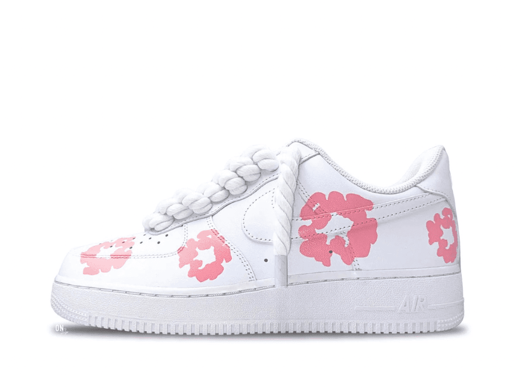 Nike Air Force 1 Low ’07 White Denim Tears Pink – White Rope Laces