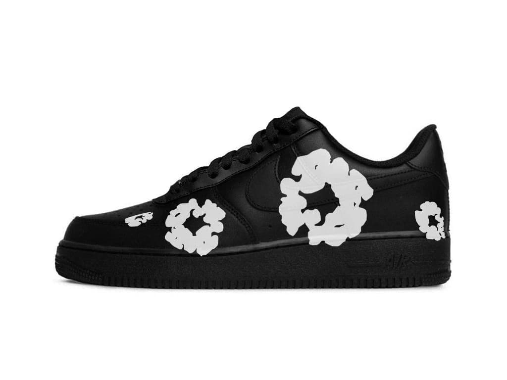Nike Air Force 1 Low ’07 Black Denim Tears White – Black Rope Laces