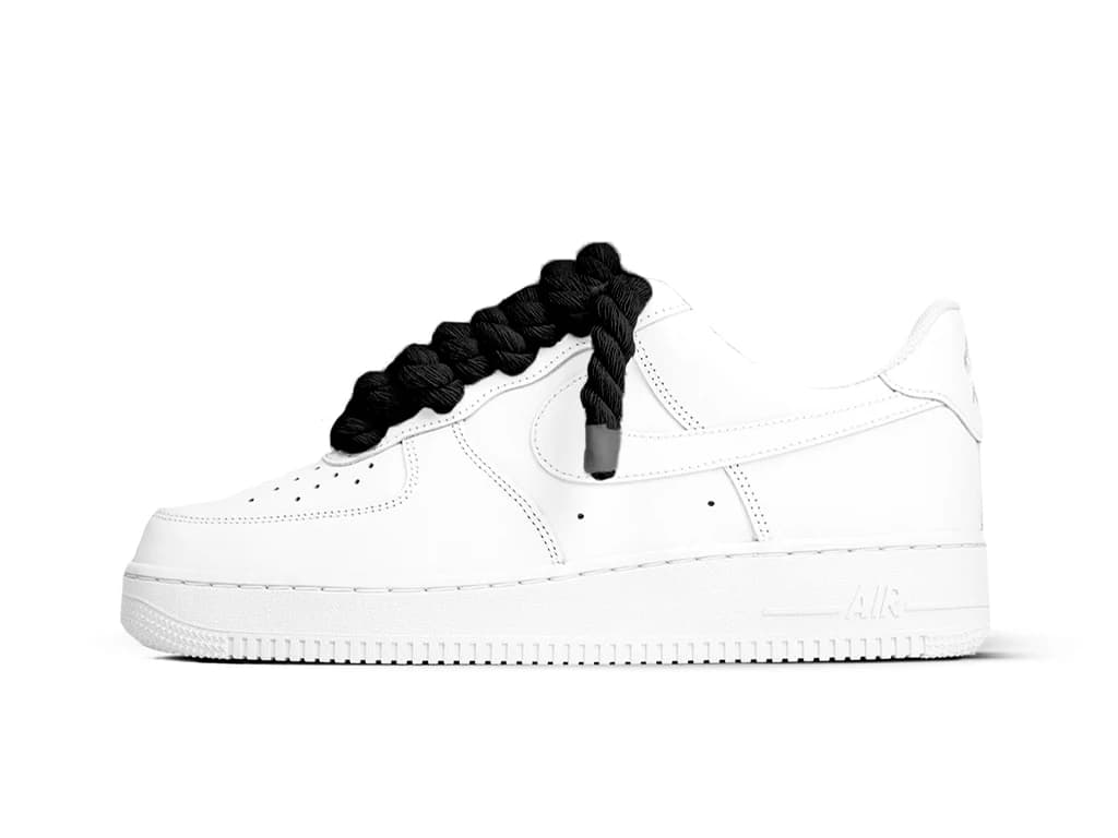 NIKE AIR FORCE 1 WHITE LOW 07 ROPE LACES BLACK