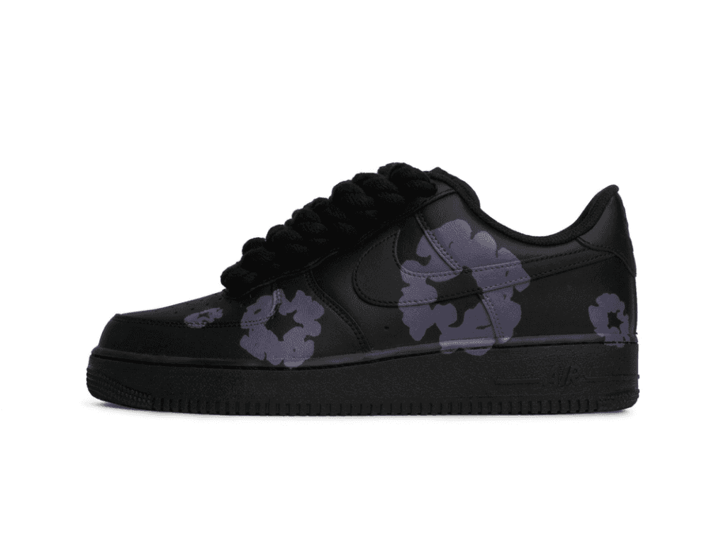 Nike Air Force 1 Low ’07 Black Denim Tears Purple – Black Rope Laces