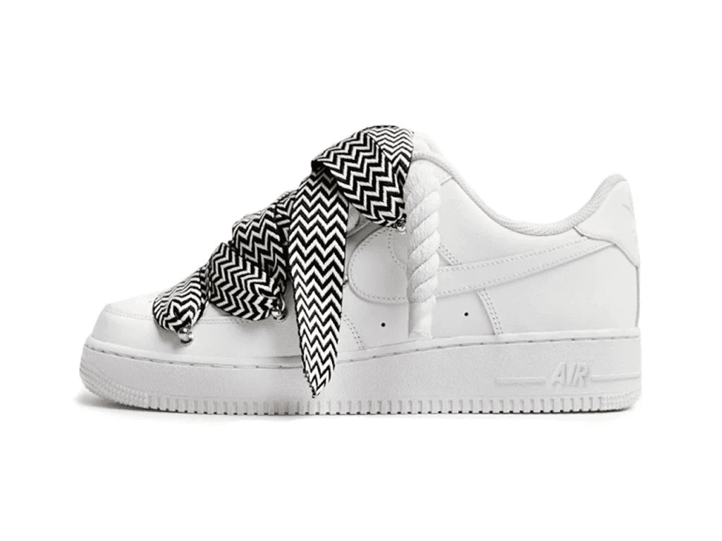 Nike Air Force 1 Low ’07 White – White Rope Laces & Black/White Lanvin Laces