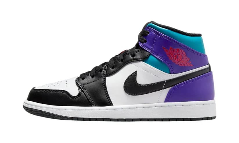 AIR JORDAN 1 MID TEAL COURT PURPLE TROPICAL TWIST AQUA